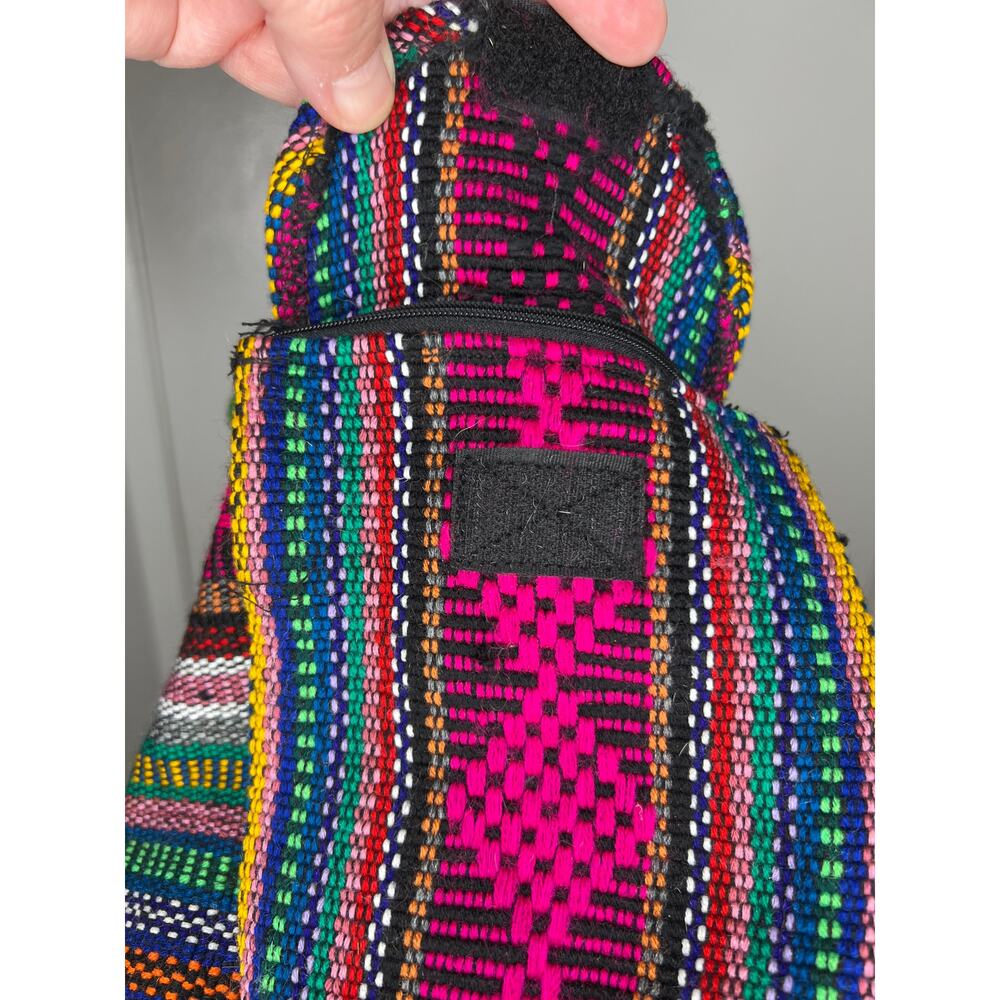 Pinzon Colorful Boho Hobo Backpack Canvas Drawstring Rucksack - Picture 3 of 5